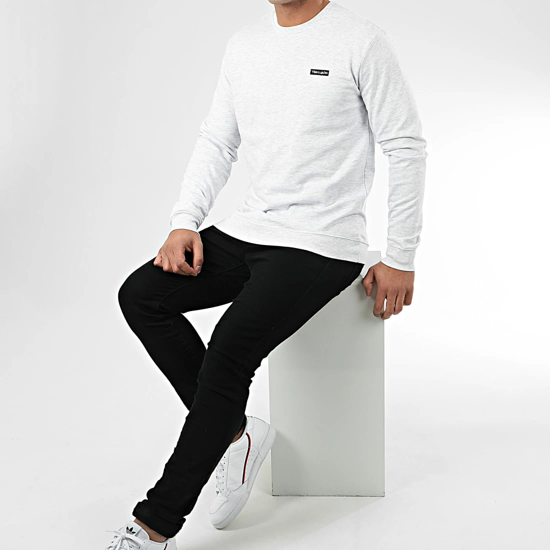 Nouveau 👍 Sweat Crewneck Nark Gris Clair Chiné de Teddy Smith 😉 6 Nouveau 👍 Sweat Crewneck Nark Gris Clair Chiné de Teddy Smith 😉 – Image 4