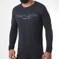 Meilleure vente 🎁 Tee 👚 Shirt Manches Longues Ticlass Basic Bleu Marine de Teddy Smith 💯