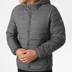 Tout neuf 🎁 Doudoune Capuche Blighter Gris Anthracite Chiné de Teddy Smith 🔔