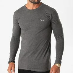 Acheter 😍 Tee 👕 Shirt Manches Longues The Tee Gris Anthracite Chiné de Teddy Smith 💯