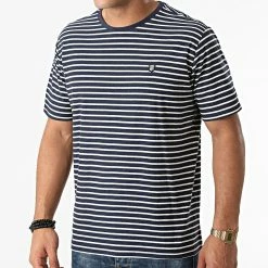 Sortie ✨ Tee 👕 Shirt A Rayures Elio Bleu Marine Blanc de Teddy Smith 🎉