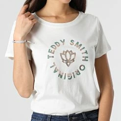 Meilleure affaire 🎁 Tee 👕 Shirt Femme Jiny Blanc de Teddy Smith 🌟