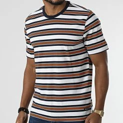 Vente flash 🧨 Tee 👕 Shirt A Rayures Eton Blanc Bleu Marine Orange de Teddy Smith 🔔