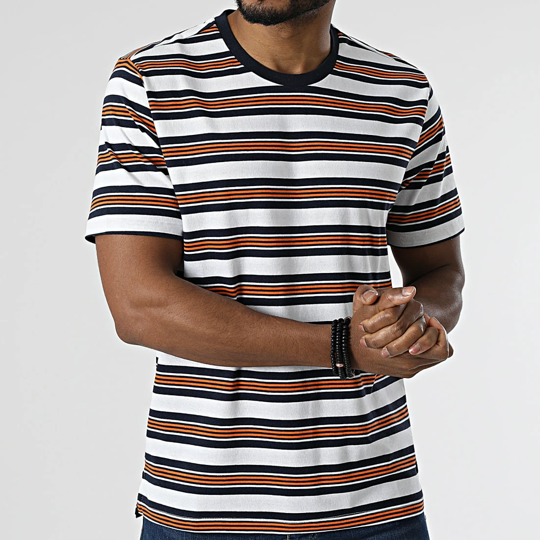 Vente flash 🧨 Tee 👕 Shirt A Rayures Eton Blanc Bleu Marine Orange de Teddy Smith 🔔 5 Vente flash 🧨 Tee 👕 Shirt A Rayures Eton Blanc Bleu Marine Orange de Teddy Smith 🔔 – Image 3