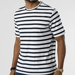 Grosses soldes 🧨 Tee 👚 Shirt A Rayures Eton Blanc Bleu Marine de Teddy Smith 💯 -Teddy Smith Soldes 2023 teddy smith 297549 11015734D 303J 20220106T163534 01