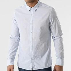 Budget 💯 Chemise Manches Longues Carton 10711547D Bleu Clair de Teddy Smith 👍