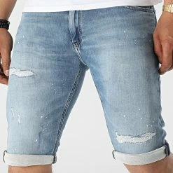 Acheter 😀 Short Jean Scotty 3 Bleu Denim de Teddy Smith ✔️