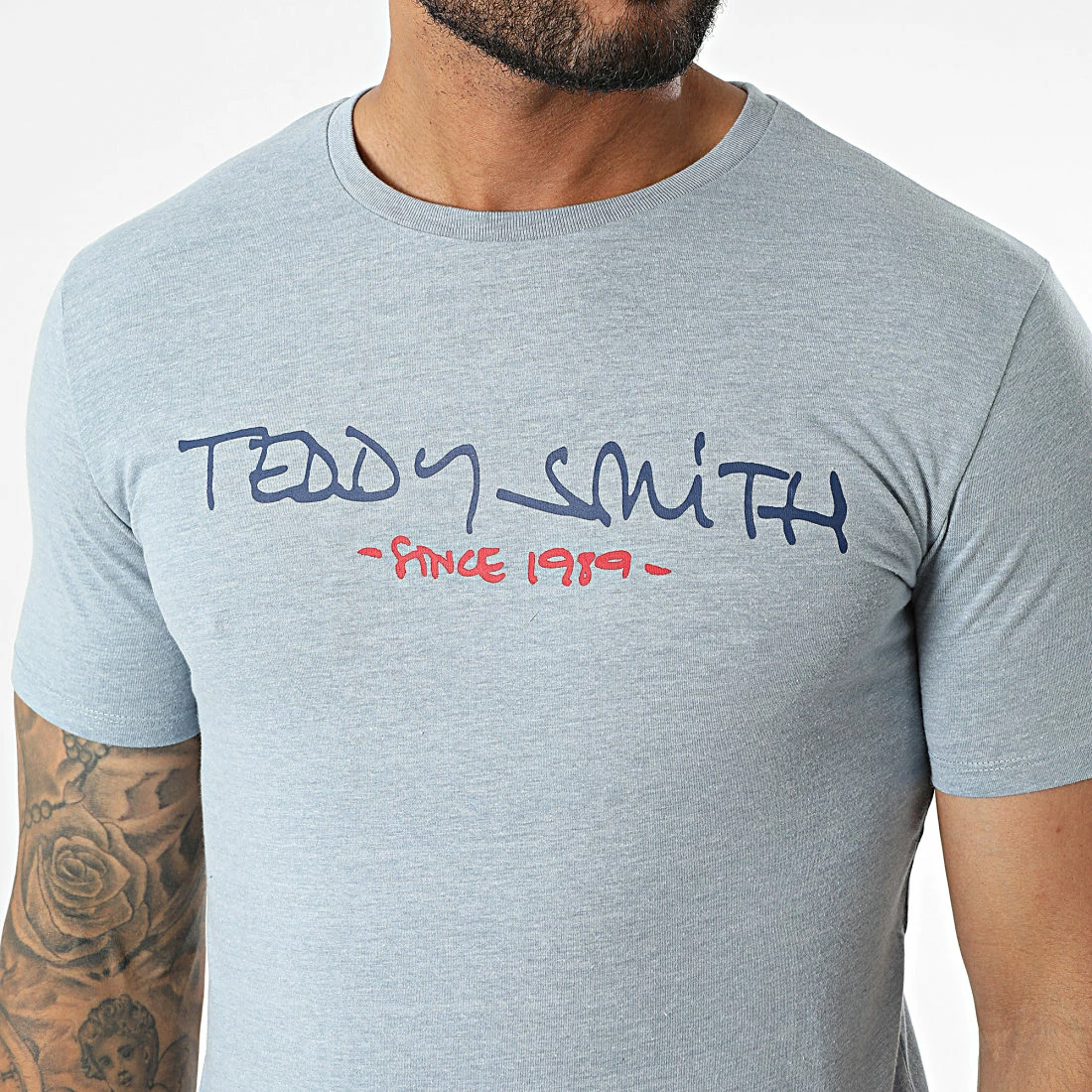 Remise ✔️ Tee 👕 Shirt Ticlass Basic Bleu Clair Chiné de Teddy Smith 😀 4 Remise ✔️ Tee 👕 Shirt Ticlass Basic Bleu Clair Chiné de Teddy Smith 😀 – Image 2