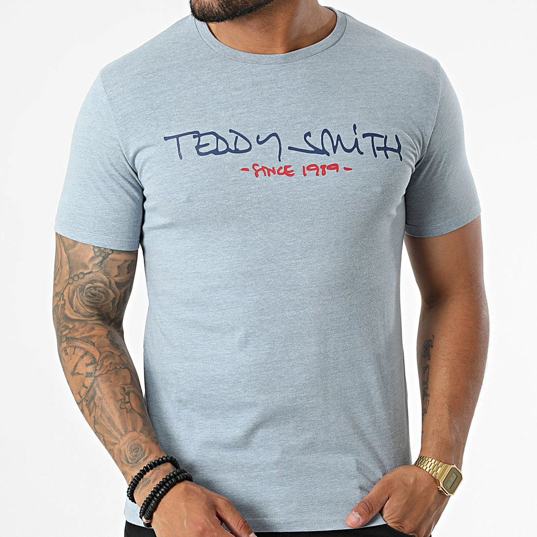 Remise ✔️ Tee 👕 Shirt Ticlass Basic Bleu Clair Chiné de Teddy Smith 😀 5 Remise ✔️ Tee 👕 Shirt Ticlass Basic Bleu Clair Chiné de Teddy Smith 😀 – Image 3