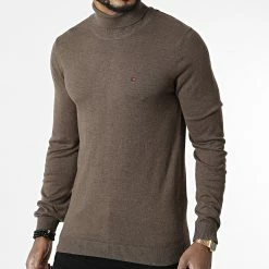 Coupon 💯 Pull Col Roulé Loki Recycled 11515577D Marron Kaki de Teddy Smith 👍
