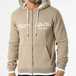 Coupon ✨ Sweat Zippé Capuche Giclass 10913638D Beige de Teddy Smith 😍