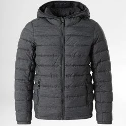 Acheter 😀 Doudoune Capuche Enfant Blighter Gris Anthracite Chiné de Teddy Smith 😀