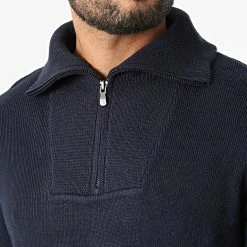 Promo 🌟 Pull Col Zippé Carmin Bleu Marine de Teddy Smith 🔥 -Teddy Smith Soldes 2023 teddy smith 333922 11516068D 303J 20220826T143455 02