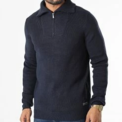 Promo 🌟 Pull Col Zippé Carmin Bleu Marine de Teddy Smith 🔥 -Teddy Smith Soldes 2023 teddy smith 333922 11516068D 303J 20220826T143456 03