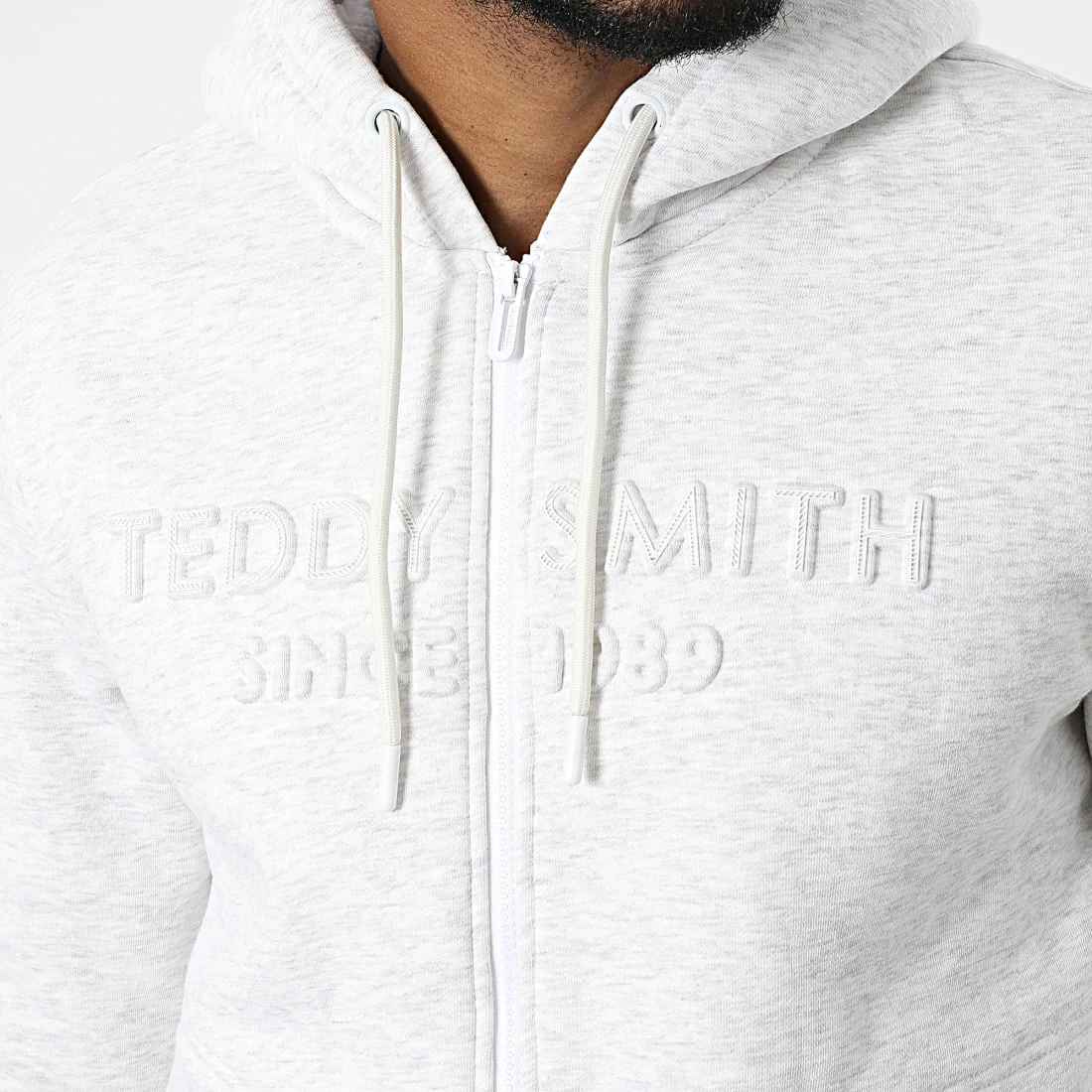 Acheter 🤩 Sweat Capuche Zippé Nail Blanc Chiné de Teddy Smith 👍 4 Acheter 🤩 Sweat Capuche Zippé Nail Blanc Chiné de Teddy Smith 👍 – Image 2