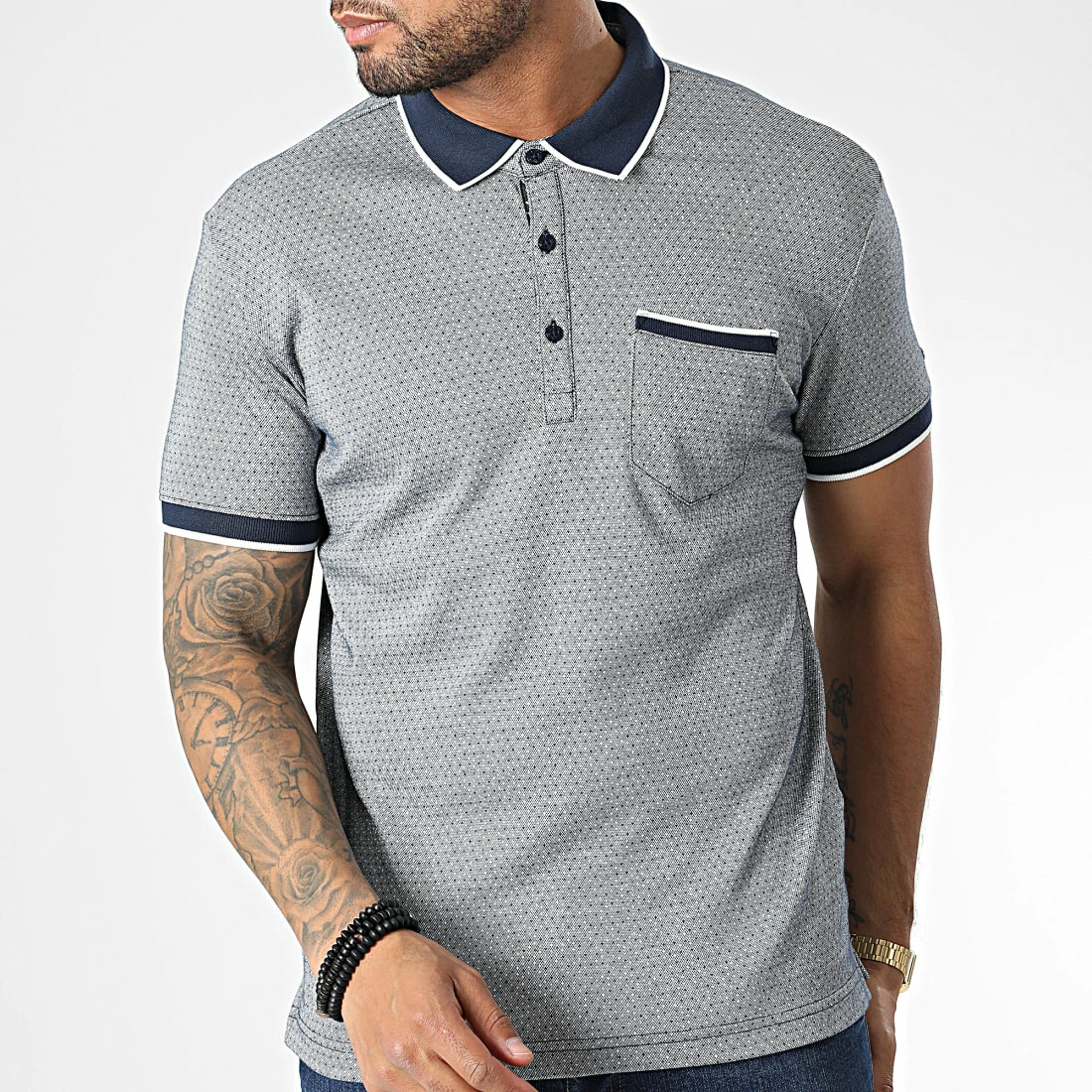 Nouveau 😍 Polo Manches Courtes Pasoa Bleu Marine Chiné de Teddy Smith 🥰 5 Nouveau 😍 Polo Manches Courtes Pasoa Bleu Marine Chiné de Teddy Smith 🥰 – Image 3